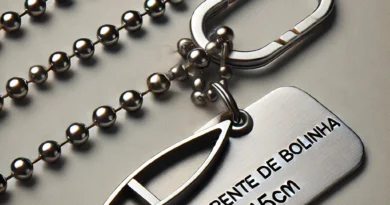 Corrente de bolinha 45cm em aço inox com fecho tipo canoa, ideal para chaveiros e dog tags personalizadas.
