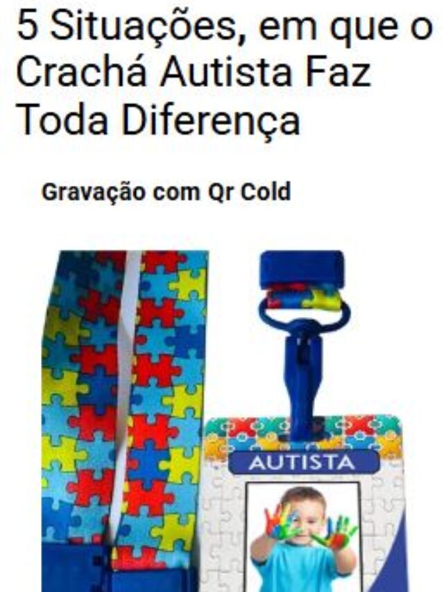 Crachá Autista Personalizado com Nome e Contato