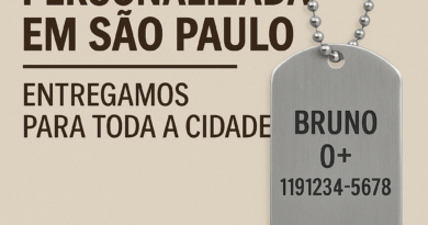 Imagem de uma dog tag personalizada com gravação profissional em São Paulo. Produto feito sob medida e entregue em todo o Brasil.