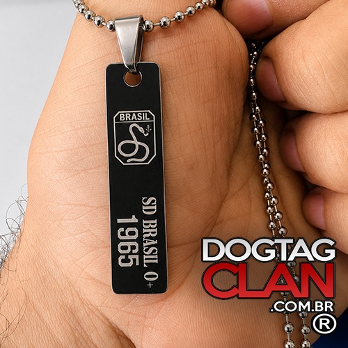 Colar tático personalizado em aço inox com gravação profunda em ponta de diamante que não apaga, modelo pingente palito