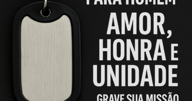 Dog Tag para homem com corrente e gravação – Amor, Honra e Unidade em aço inox 70cm.