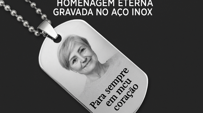 Dog tag com foto de quem partiu, homenagem gravada no aço inox pela DogTagClan
