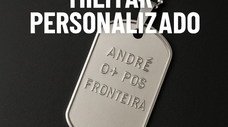 Colar Dog Tag Militar Personalizado com gravação em alto relevo e corrente em aço inox.