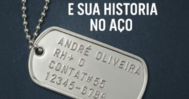 Plaquinha militar personalizada em aço inox com corrente de bolinha, gravação de dados e nome, DogTagClan.