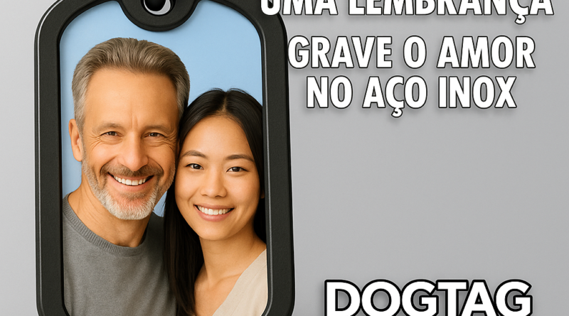 Dog tag com foto gravada em aço inox – presente personalizado com nome e imagem para eternizar lembranças