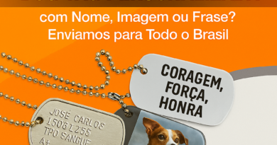 Dog Tag personalizada com nome, imagem ou frase – Gravação frente e verso, alto relevo, ponta de diamante ou colorida. Envio para todo o Brasil.