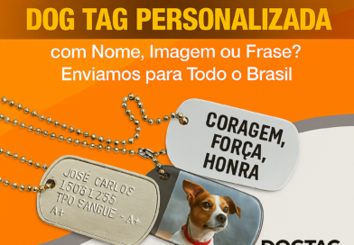 Dog Tag personalizada com nome, imagem ou frase – Gravação frente e verso, alto relevo, ponta de diamante ou colorida. Envio para todo o Brasil.