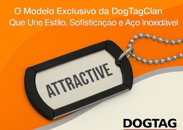 Dog Tag Attractive com pontas sofisticadas em silicone – Modelo exclusivo da DogTagClan em aço inox.