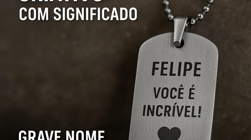 Dog tag personalizada para presente masculino criativo com nome gravado em aço inox