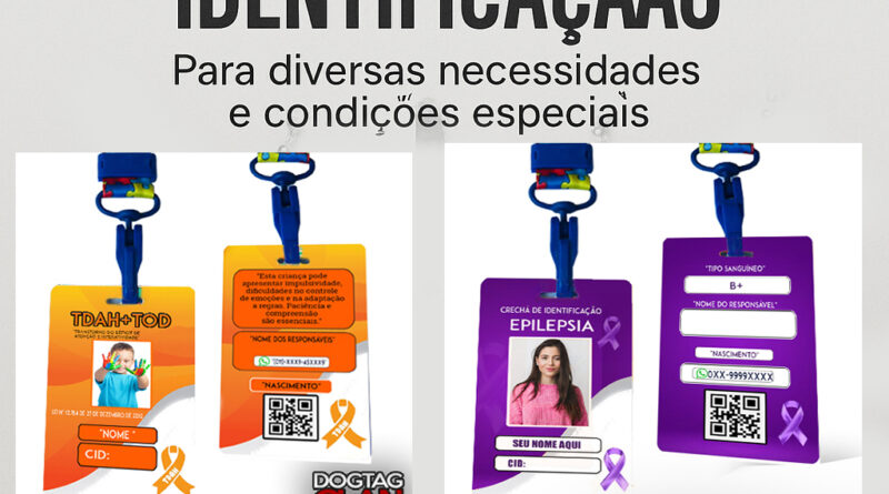 Crachás de identificação para necessidades especiais, como TDAH e TEA, com cordões girassol e quebra-cabeça – DogTagClan