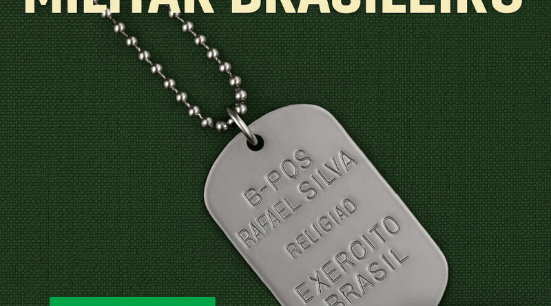 Dog Tag Militar Brasileiro personalizada com corrente e gravação em aço inox