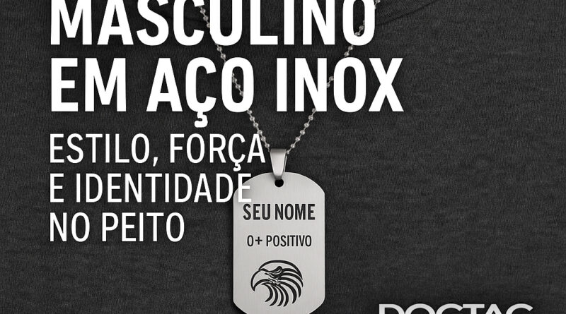 Colar militar masculino em aço inox com gravação personalizada em alto relevo – DogTagClan