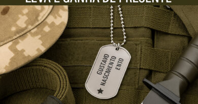 Dog tag militar personalizada com alto relevo e faca tática – itens essenciais para soldados brasileiros