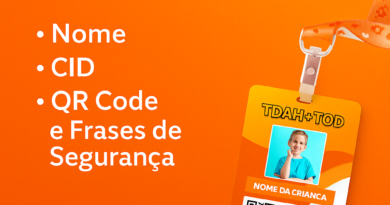 Crachá TDAH com Nome, CID, QR Code e Frases de Segurança – Identificação Escolar Infantil