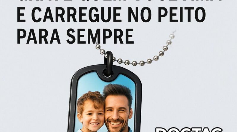 Dog tag personalizada com foto gravada para presentear quem você ama