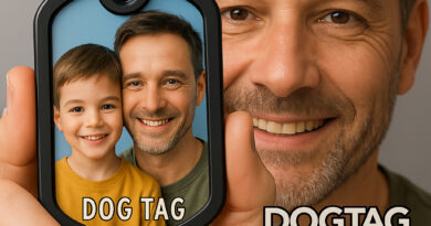 Dog tag com foto personalizada de pai e filho – presente com imagem gravada no aço inox