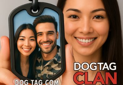 Dog Tag com foto de casal gravada em aço inox — presente romântico e personalizado da DogTagClan