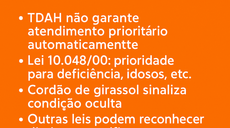 Crachá de identificação para TDAH com informações sobre fila preferencial.