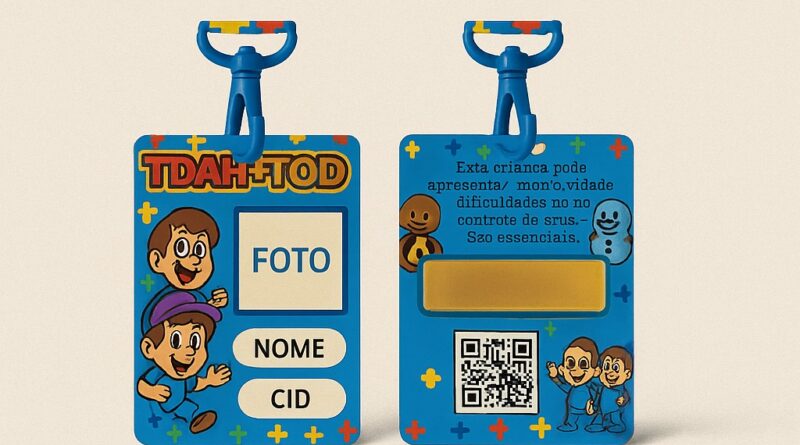 Crachá TDAH Infantil com QR Code – DogTagClan