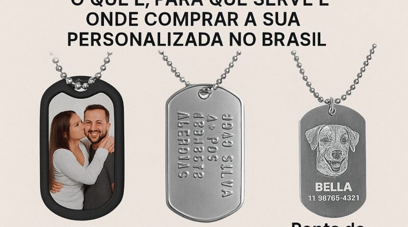 Dog Tag personalizada com três tipos de gravação: sublimática, alto relevo e ponta de diamante – DogTagClan
