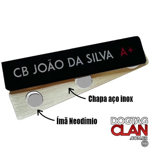 Plaqueta de identificação militar personalizada em aço inox com ímã de neodímio - DogTagClan