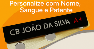 Tarjeta militar com ímã personalizada com nome, tipo sanguíneo e patente em aço inox da DogTagClan