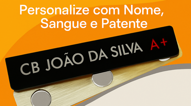 Tarjeta militar com ímã personalizada com nome, tipo sanguíneo e patente em aço inox da DogTagClan
