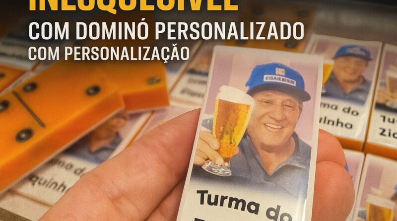 Dominó personalizado com foto gravada – Presente criativo da DogTagClan com nome e imagem.