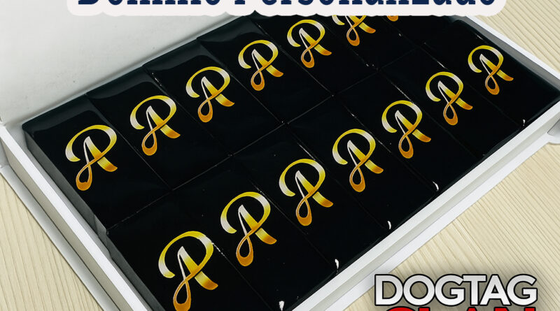 Dominó personalizado profissional com logo gravado – DogTagClan