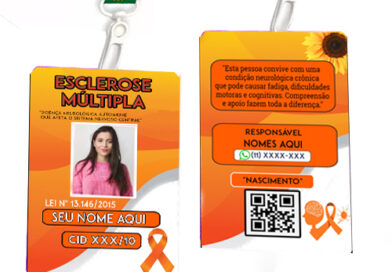 Crachá personalizado para Esclerose Múltipla com nome, foto e QR Code