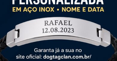 Pulseira personalizada em aço inox escovado com gravação de nome e data – DogTagClan