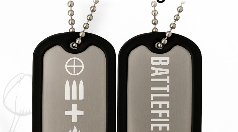 Dog Tag Battlefield personalizada em aço inox com gravação ponta de diamante e gamer tag