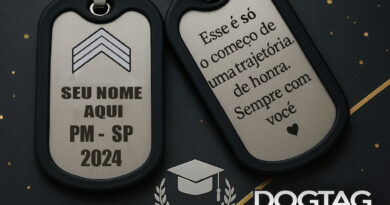 Dog Tag Personalizada para Formatura – Gravação com Nome, Data e Mensagem no Aço Inox