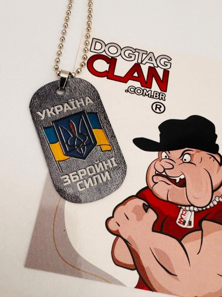 Dog Tag Militar da Ucrânia personalizada com nome, dados e corrente de aço inox – DogTagClan