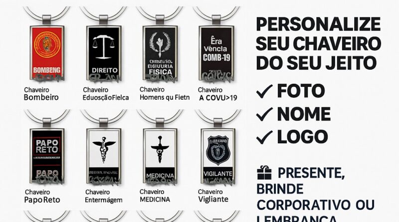 Chaveiro Retangular em Aço Inox Escovado Personalizado DogTagClan