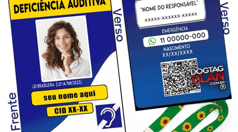 Crachá Surdo e Mudo com QR Code Personalizado – Identificação acessível com nome e foto da DogTagClan