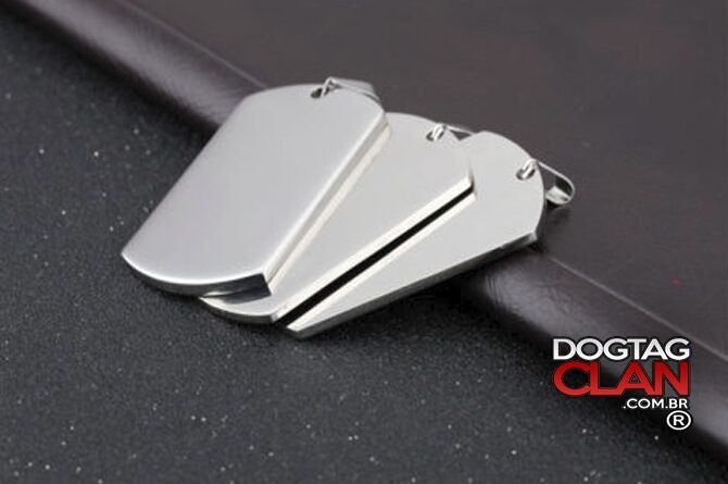 Dog tag grossa em aço inox 316 com 1.6 mm de espessura – personalização premium ponta de diamante – DogTagClan.