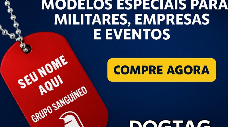 Dog Tag Colorida Fina Personalizada – Modelos Especiais para Militares, Reservistas, Veteranos, Empresas e Eventos | DogTagClan