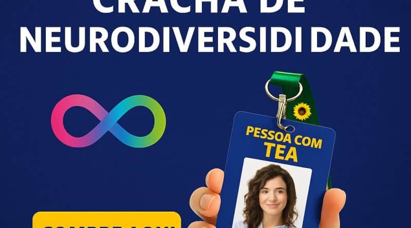 Crachá de Neurodiversidade personalizado com cordão colorido e QR Code – DogTagClan