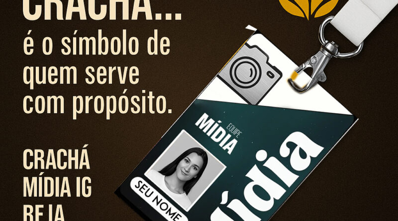 Crachá de Mídia para Igreja personalizado com nome e foto – identificação para equipe de comunicação DogTagClan