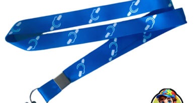 Cordão azul para crachá com símbolo de Surdez, identificação segura para deficientes auditivos, produto da CRACHA IDENTIFICAME