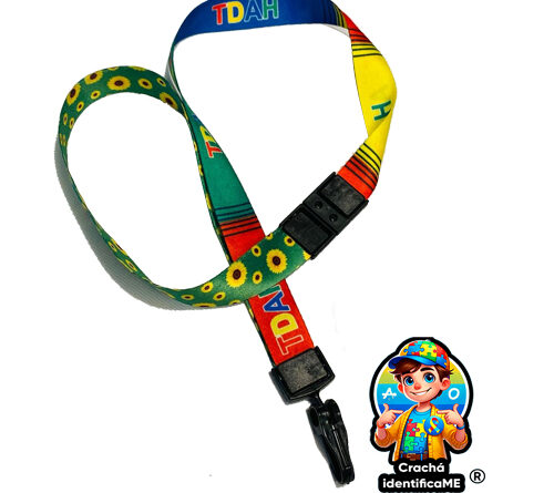 Cordão Dupla Face TDAH e Girassol com Trava Anti-Sufocamento para Identificação de Deficiências Ocultas