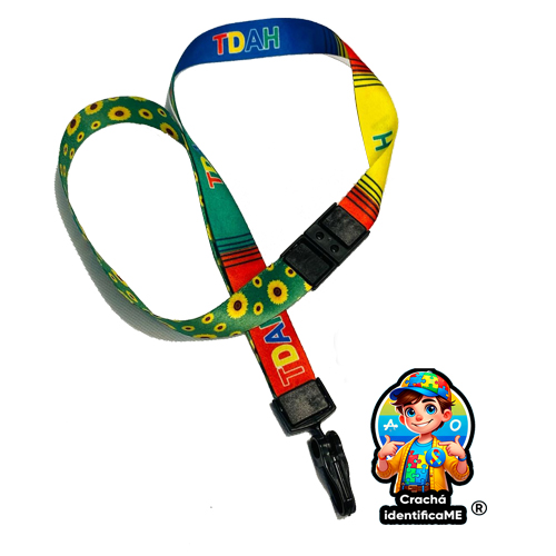 Cordão Dupla Face TDAH e Girassol com Trava Anti-Sufocamento para Identificação de Deficiências Ocultas