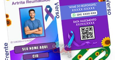 Crachá Artrite Reumatoide com QR Code e Cordão Girassol – Identificação Médica e Atendimento Prioritário