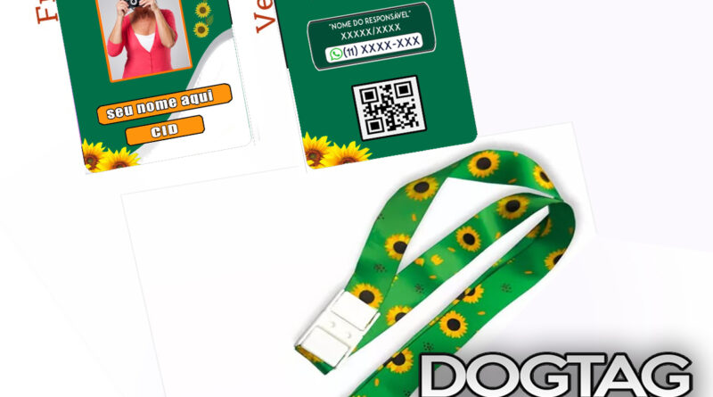 Cordão de Girassol para Doenças Crônicas com Crachá de Identificação e QR Code