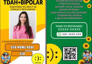 Crachá Transtorno Bipolar com QR Code e Cordão de Acessibilidade – Identificação Médica
