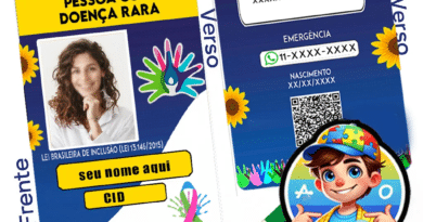 “Crachá de Doenças Raras personalizado com nome, foto, CID e QR Code – Identificação médica com cordão Mãos Coloridas.”