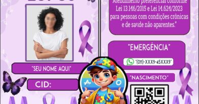 Crachá de identificação para Lúpus com nome, foto, CID e QR Code, modelo personalizado da Crachá IdentificaME.