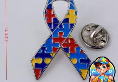 Pin de lapela autismo em metal com fita quebra-cabeça colorida para identificação TEA