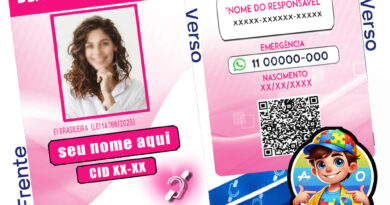 Crachá de Identificação para Deficiência Auditiva na cor rosa, personalizado com foto, nome, CID e QR Code, modelo IdentificaME.